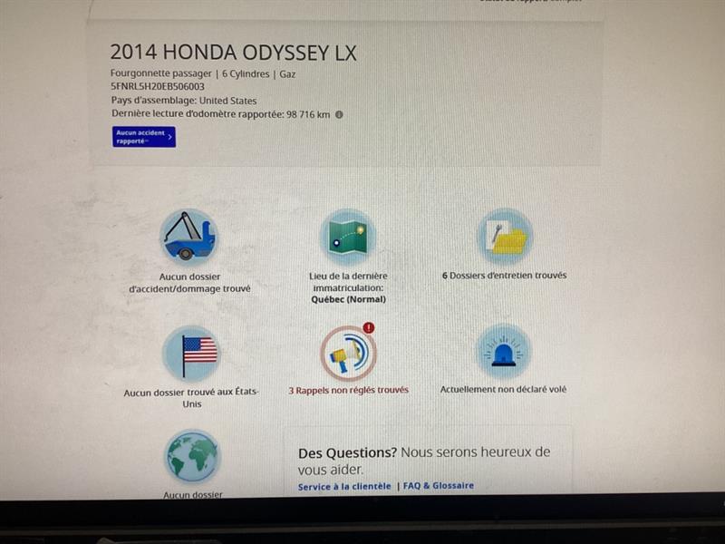 honda Odyssey 2014 - 2
