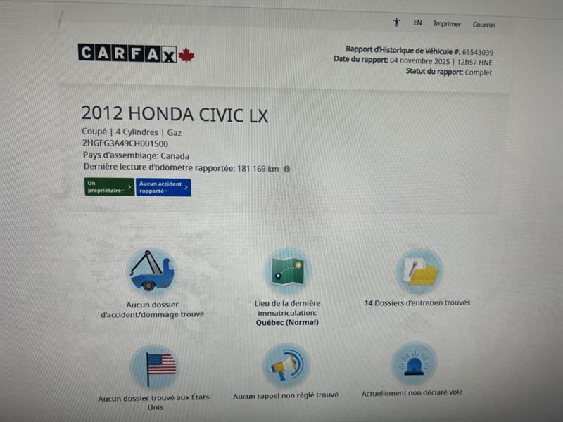 honda Civic Coupe 2012 - 2