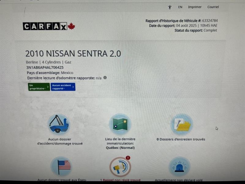 nissan Sentra 2010 - 2