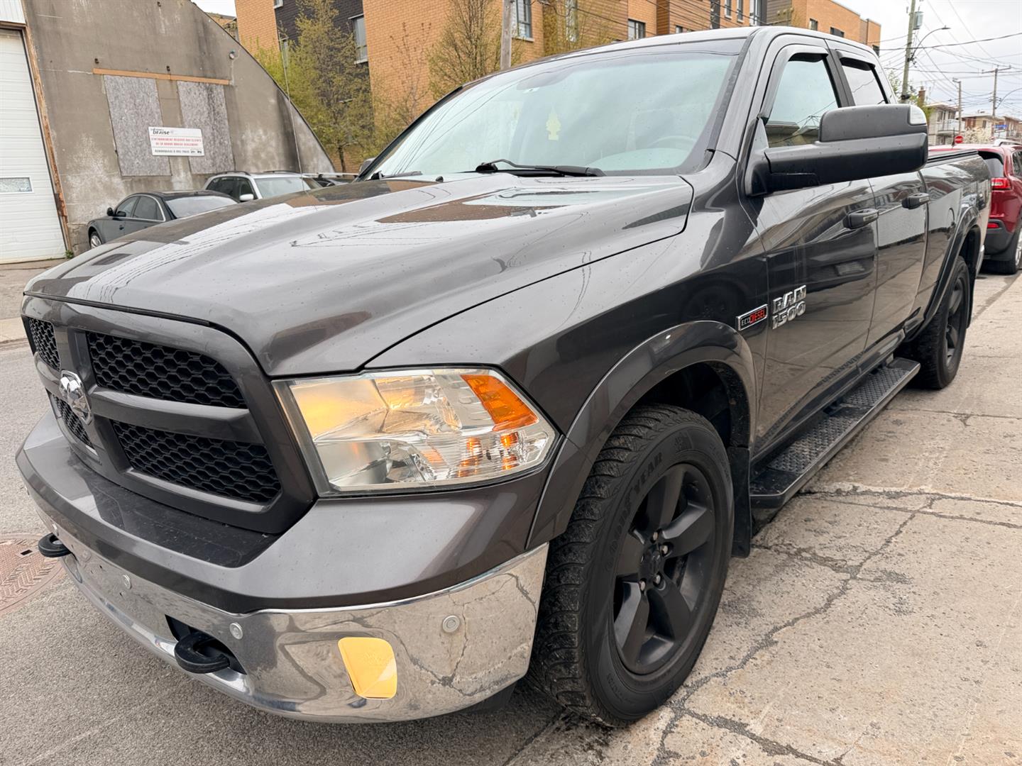 Gray 2015 RAM 1500 Outdoorsman Quad Cab 4WD Pickup Truck Four-Wheel Drive Automatic