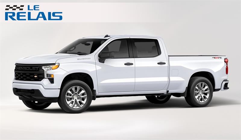 White 2026 Chevrolet Silverado 1500 Custom Crew Cab 4WD Pickup Truck Four-Wheel Drive Automatic