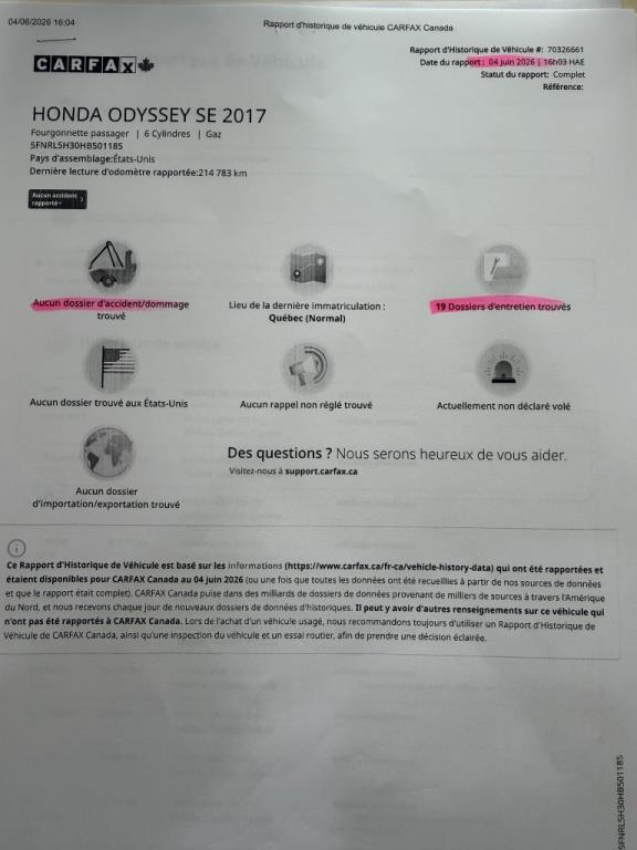 honda Odyssey 2017 - 19