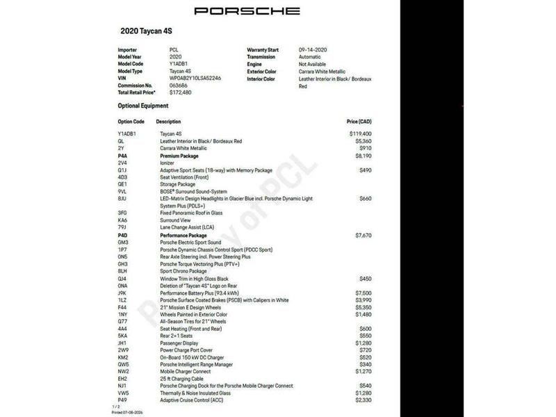 porsche Taycan 2020 - 2