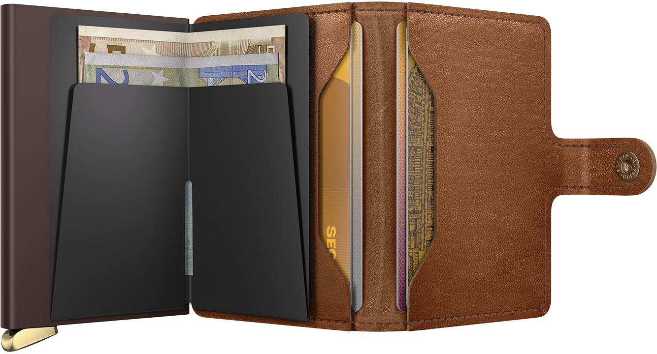 Premium Miniwallet Emboss Lines Cognac + - US