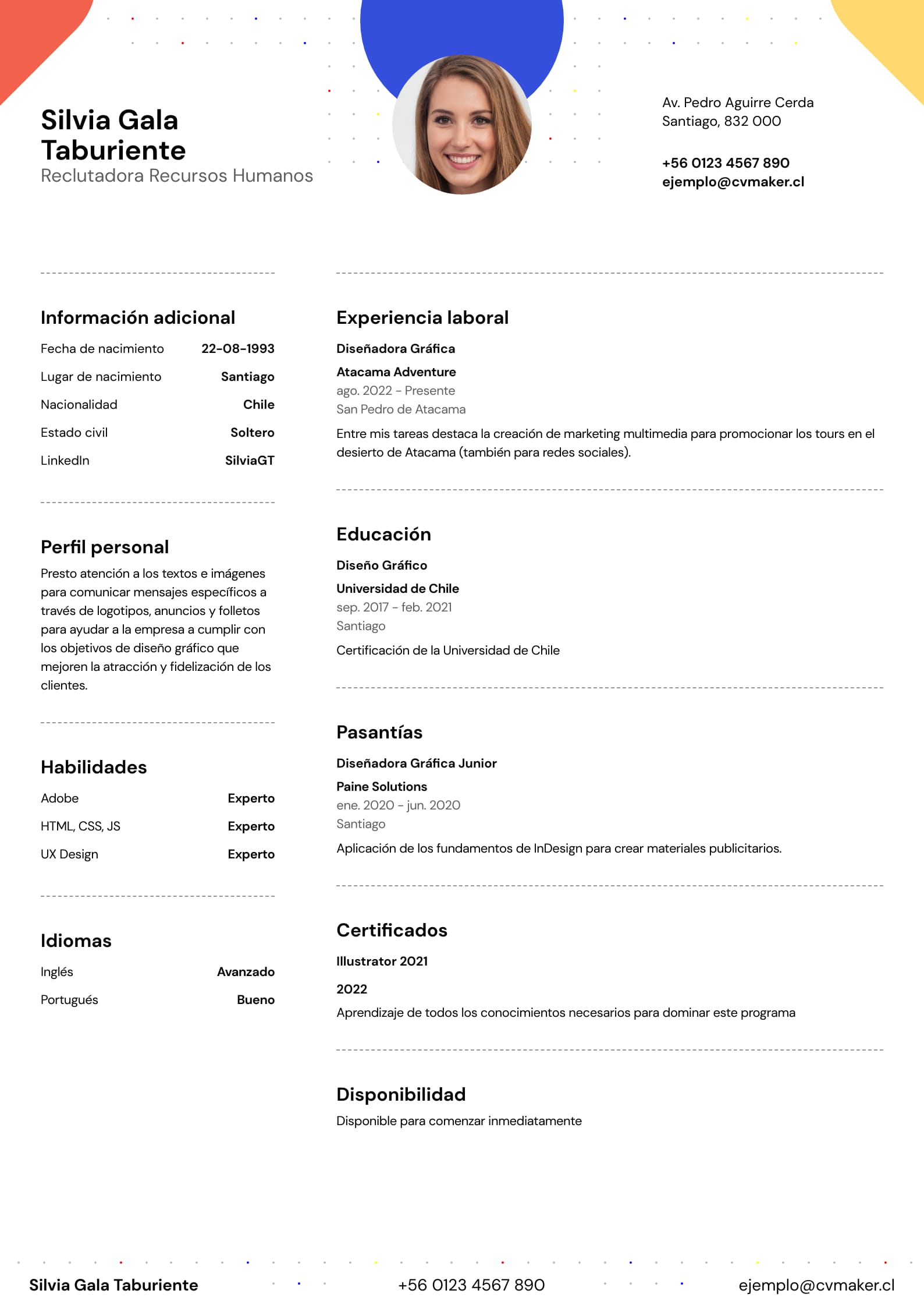 CV diseñador ejemplo