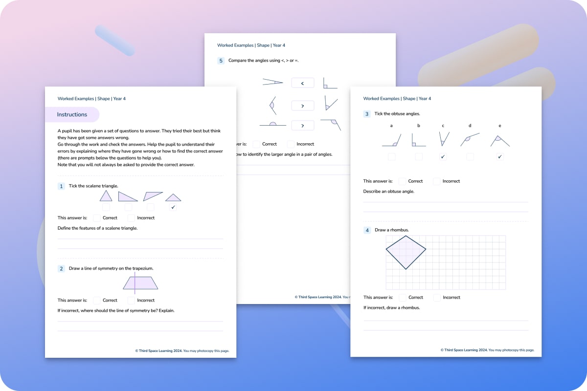 Year 4 Worked Examples Properties Of Shape | Maths Hub | Third Space ...