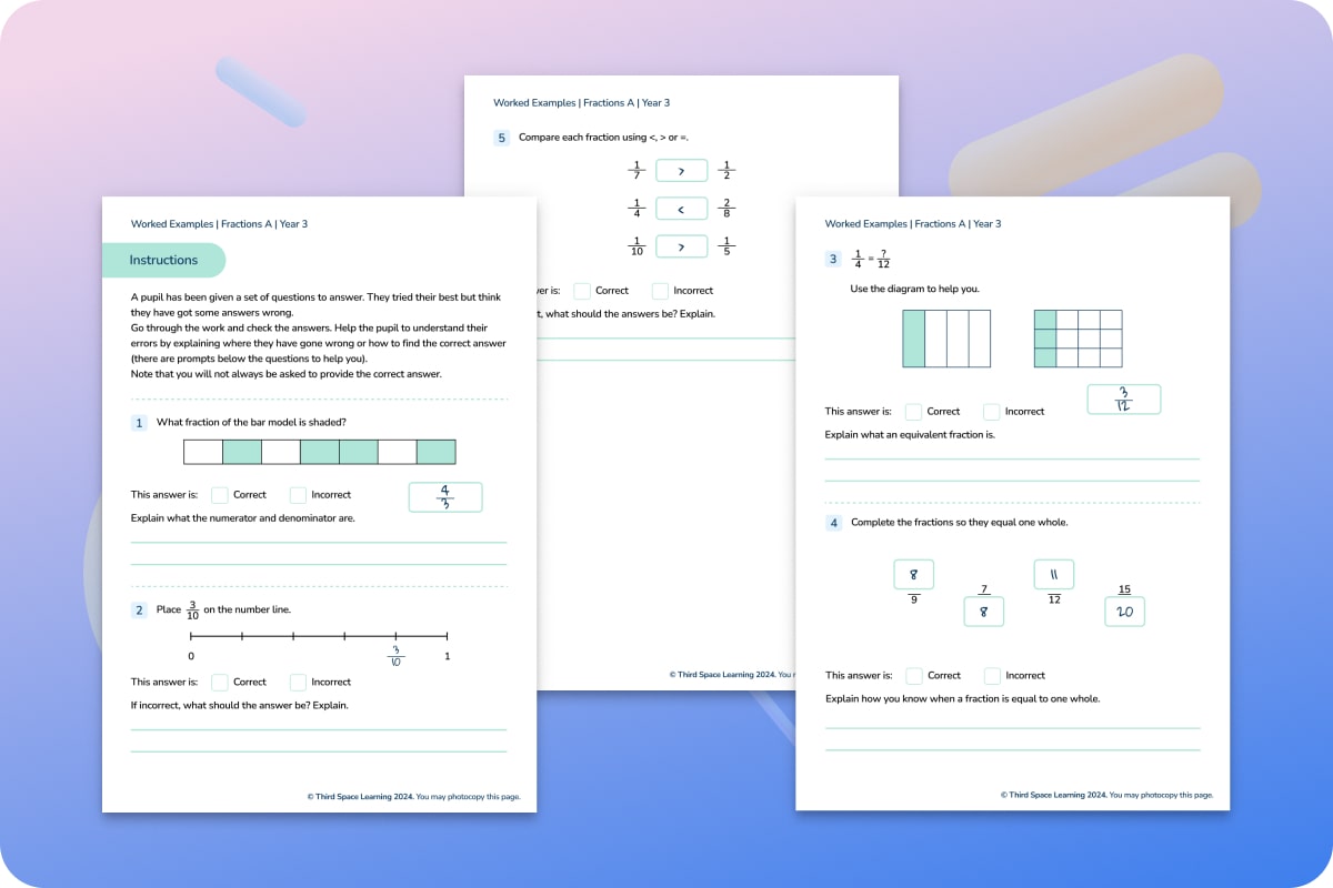 Worked Examples | Fractions A | Year 3