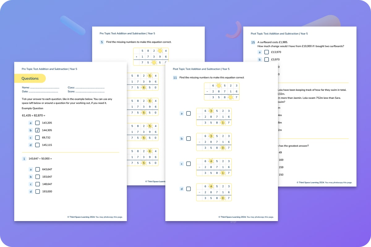 Diagnostic Assessment | Addition And Subtraction | Year 5