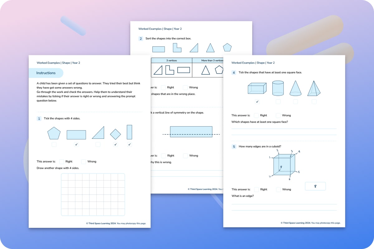 Worked Examples | Shape | Year 2