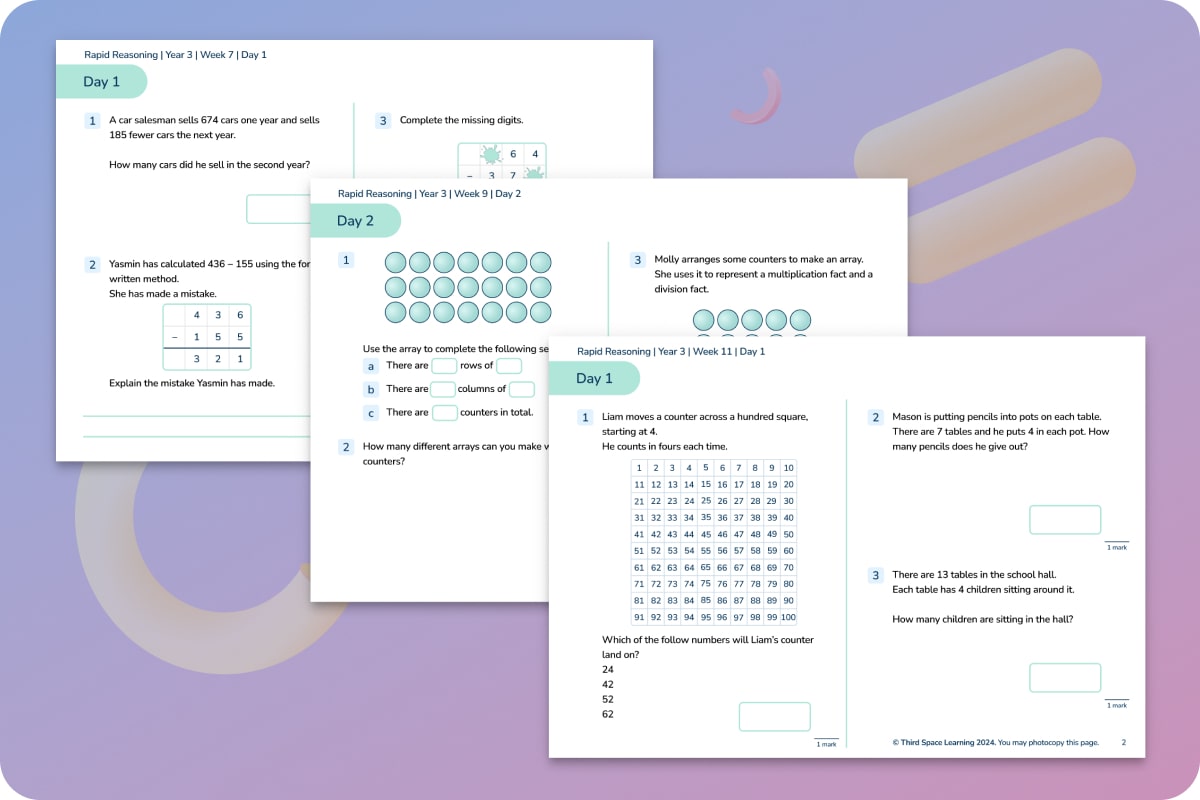 Rapid Reasoning | Weeks 7 to 12 | Year 3