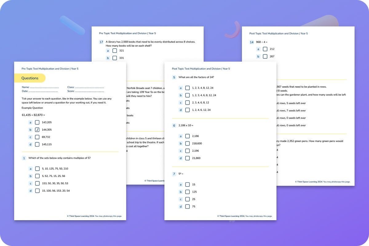 Diagnostic Assessment | Multiplication And Division | Year 5