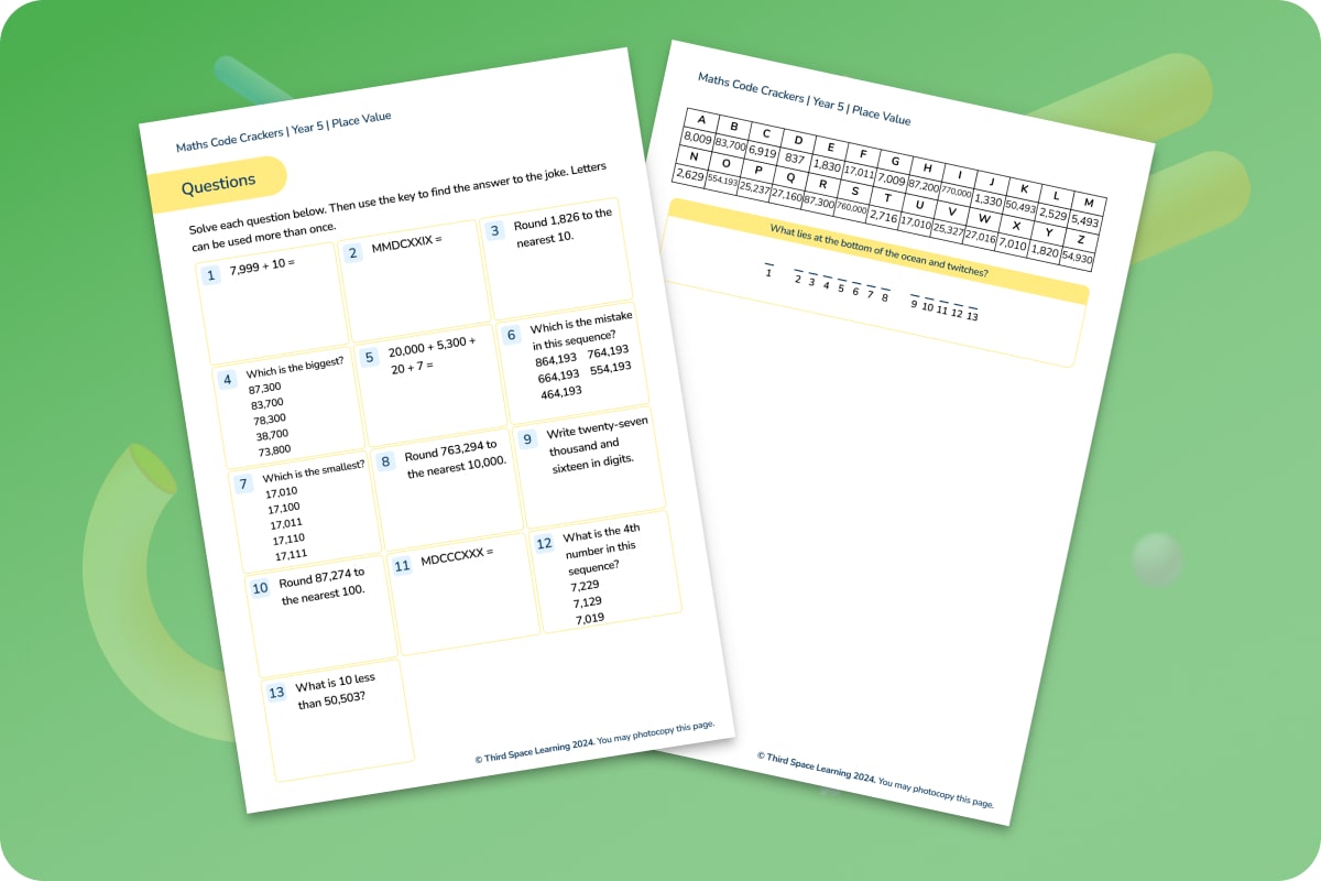 Maths Code Crackers Pack | Place Value | Year 5