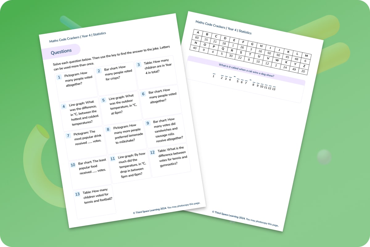 Maths Code Crackers Year 4 Statistics Maths Hub Third Space Learning