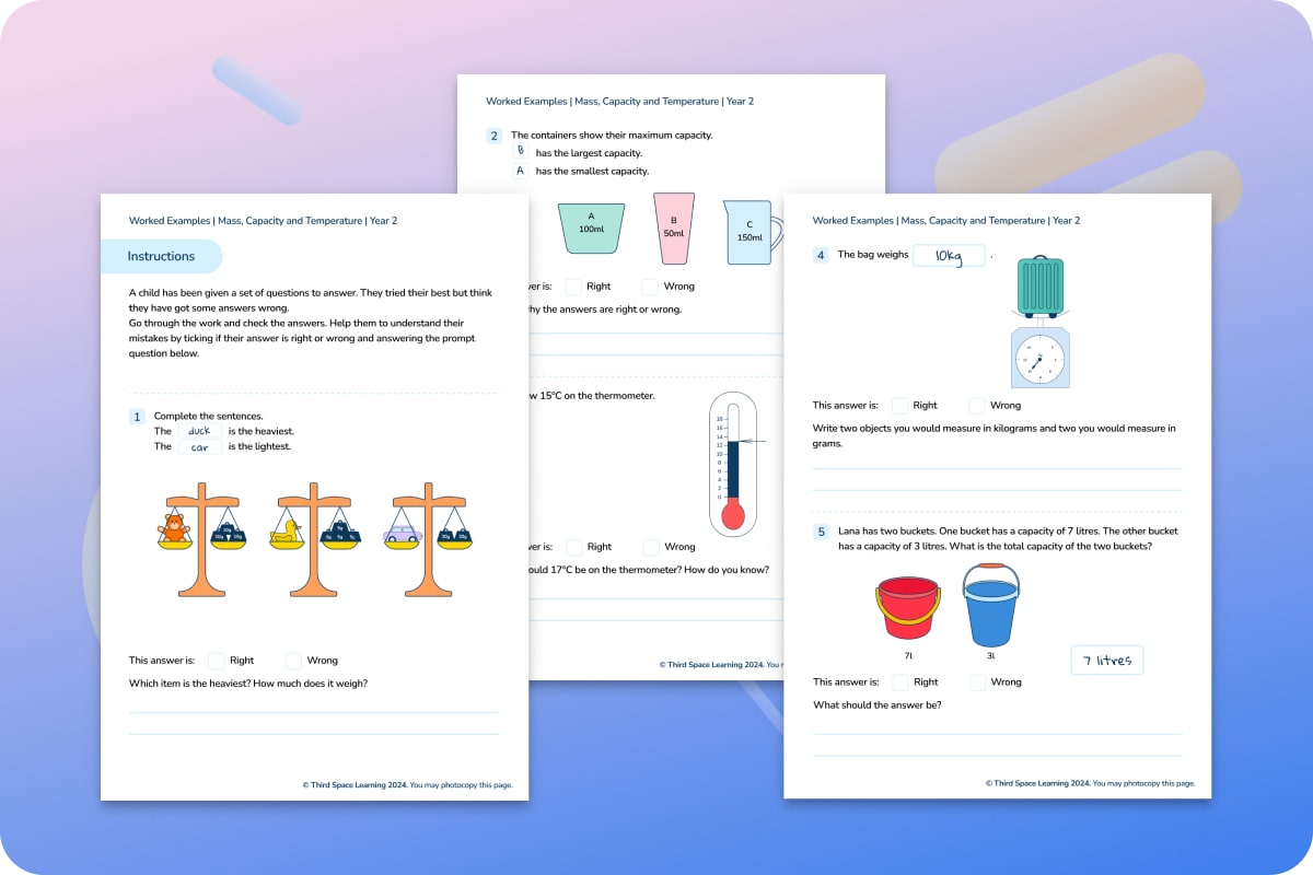 Worked Examples | Mass, Capacity And Temperature | Year 2