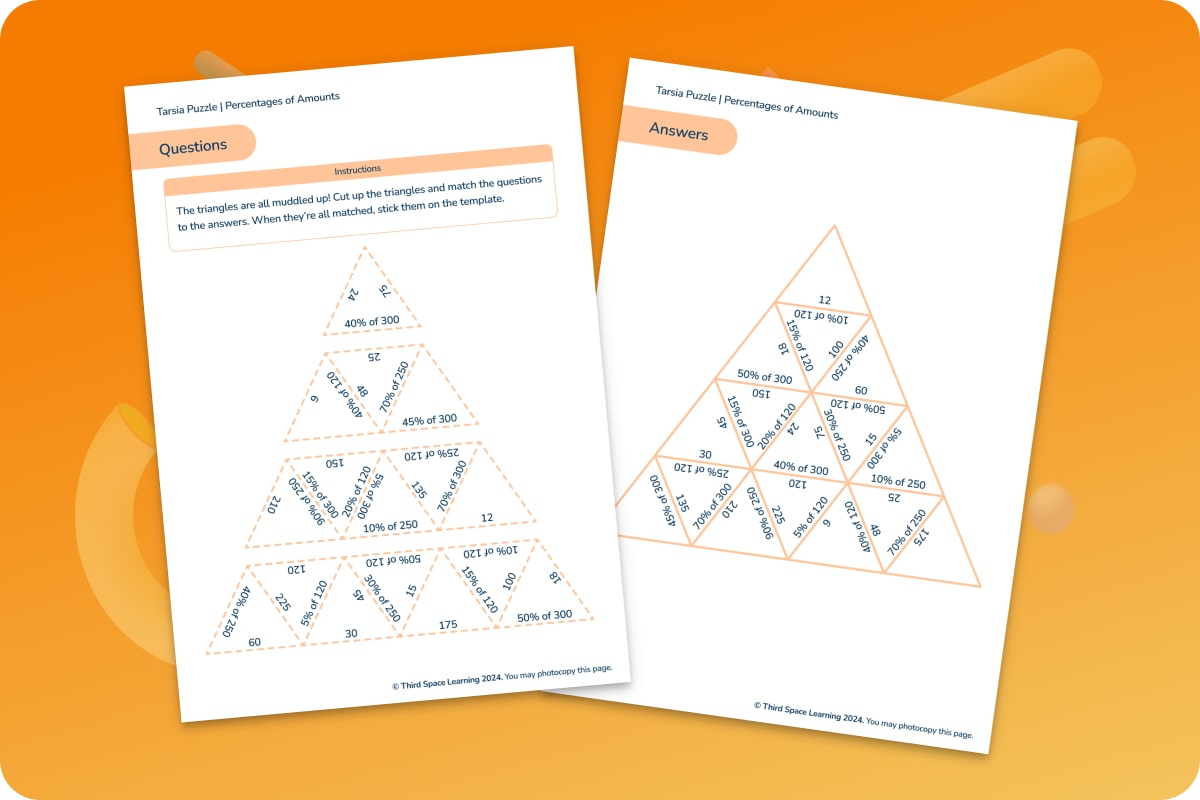 Tarsia Puzzle Percentages Of Amounts Year 6 | Maths Hub | Third Space ...