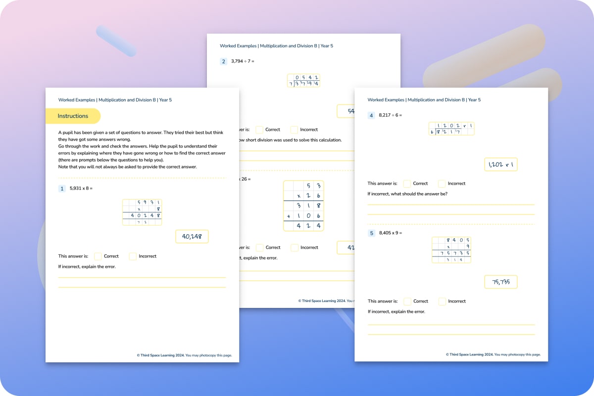 Worked Examples | Multiplication And Division B | Year 5