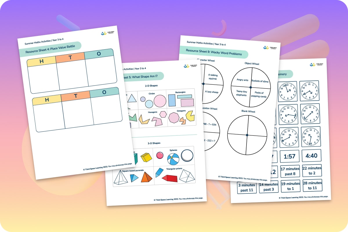Summer Maths Activities | Year 3s Moving To Year 4