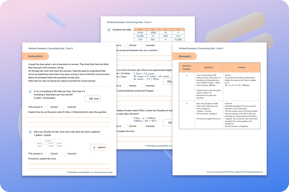 Worked Examples | Converting Units | Year 6