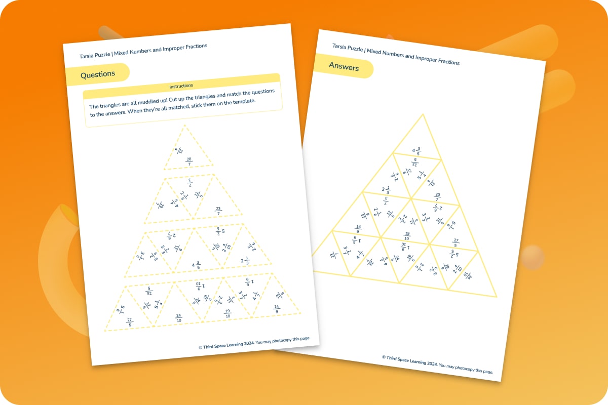 Tarsia Puzzle | Mixed Number And Improper Fractions | Year 5