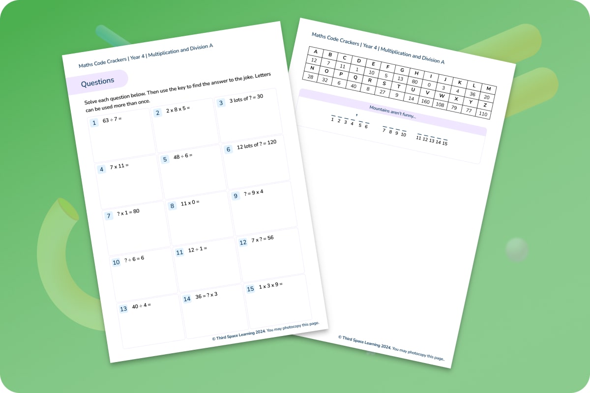 Maths Code Crackers Year 4 Multiplication And Division | Maths Hub ...