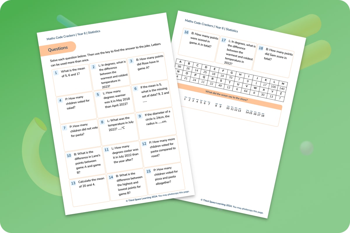 Maths Code Crackers Year 6 Statistics Maths Hub Third Space Learning