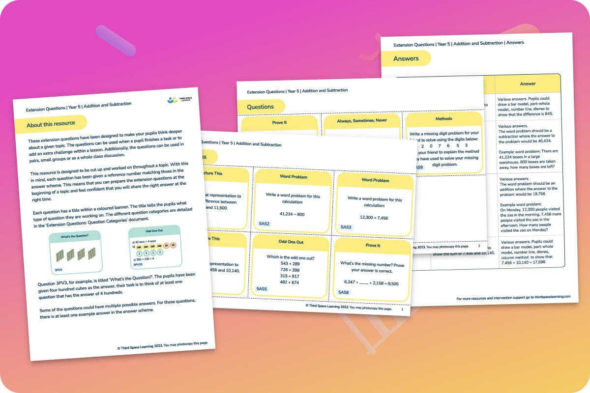 Extension Questions | Addition And Subtraction | Year 5