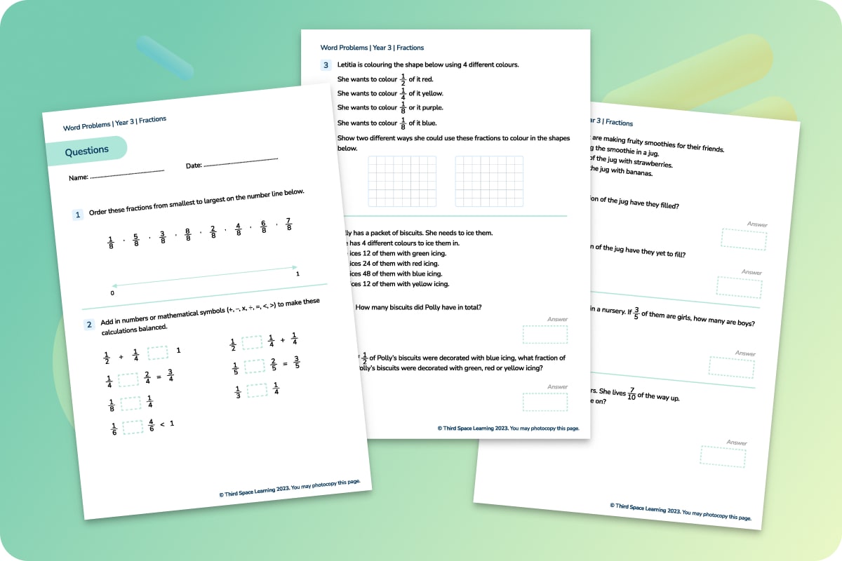Word Problems | Fractions | Year 3
