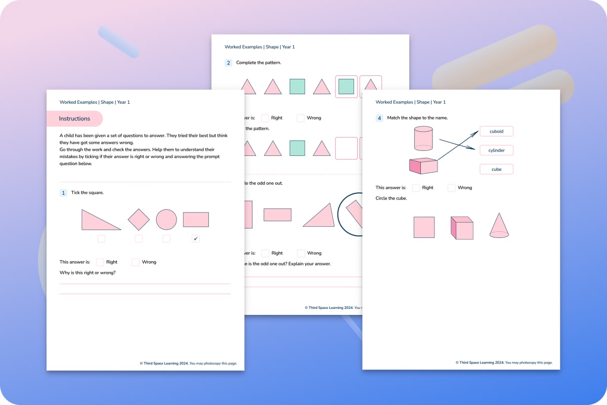 Worked Examples | Shape | Year 1