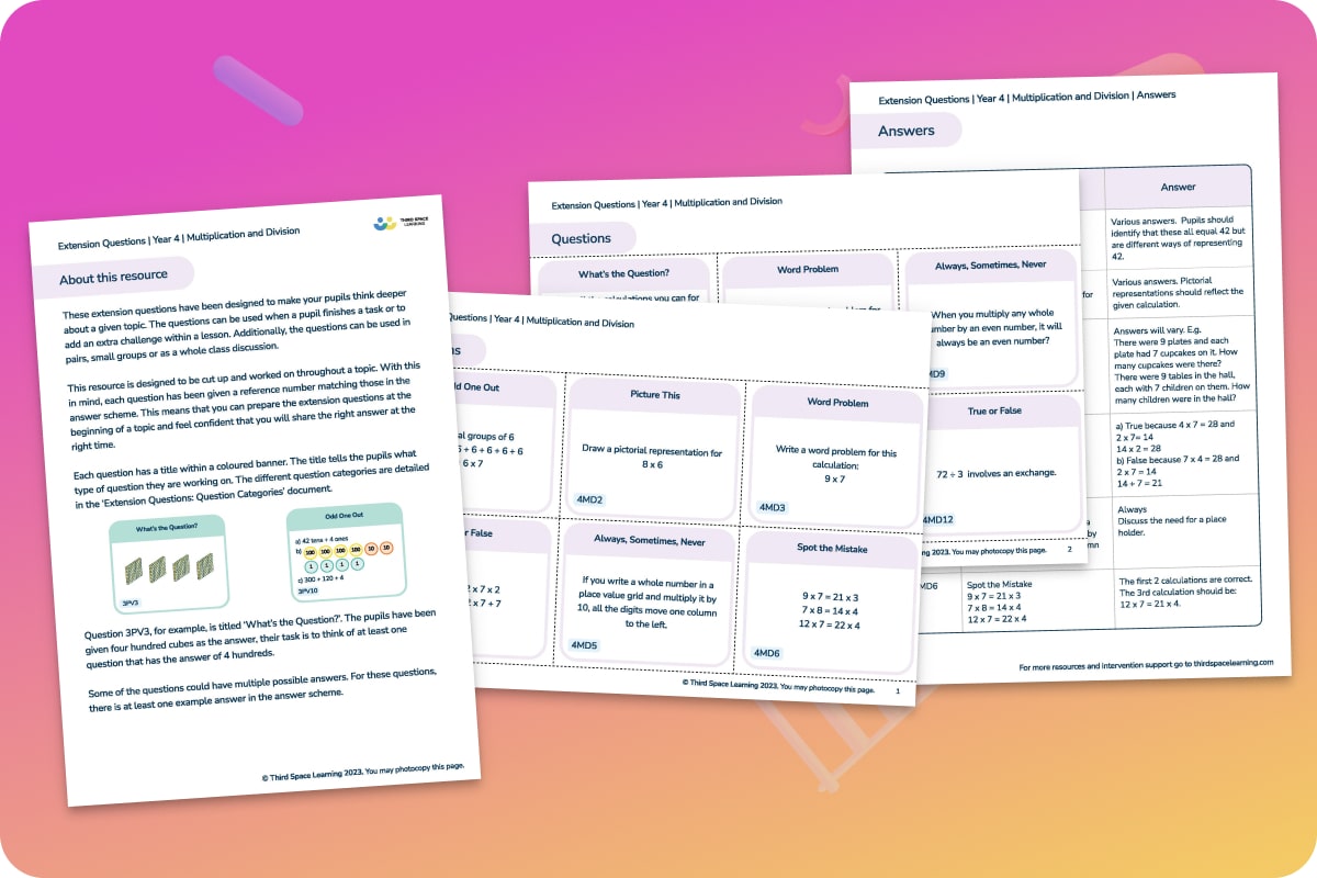 Extension Questions Multiplication And Division Year 4 Maths Hub