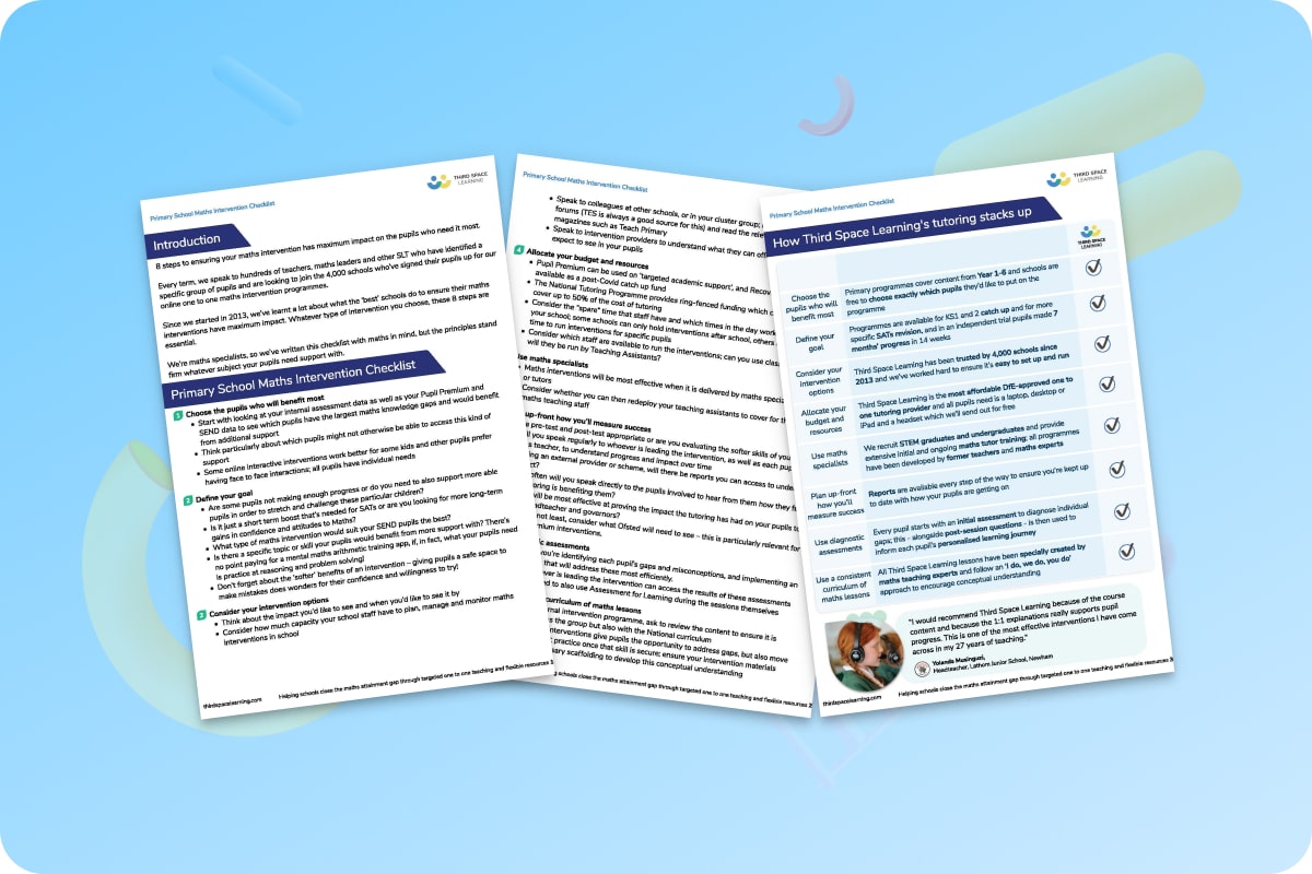 Prim Intervention Checklist.pdf Intervention KS1 & KS2 Primary Maths Resources | Third Space Learning ...