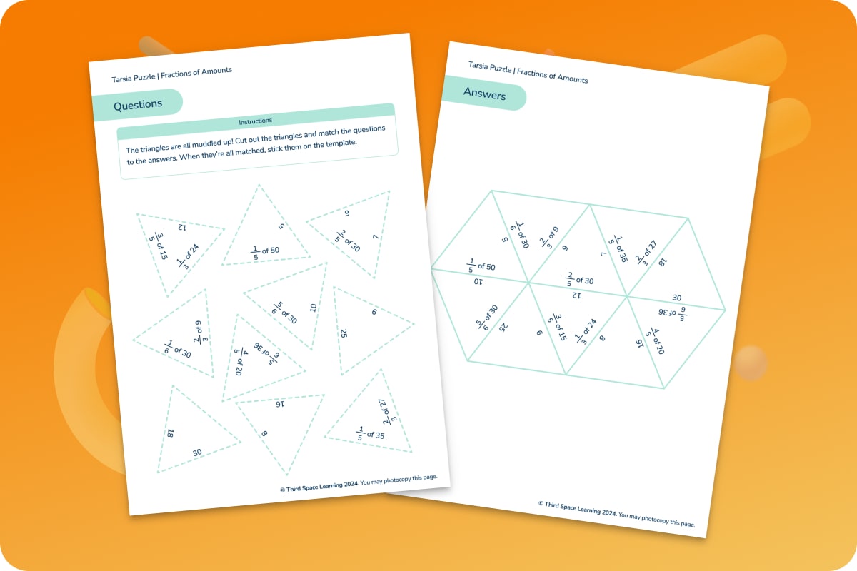 Tarsia Puzzle | Fractions Of Amounts | Year 3