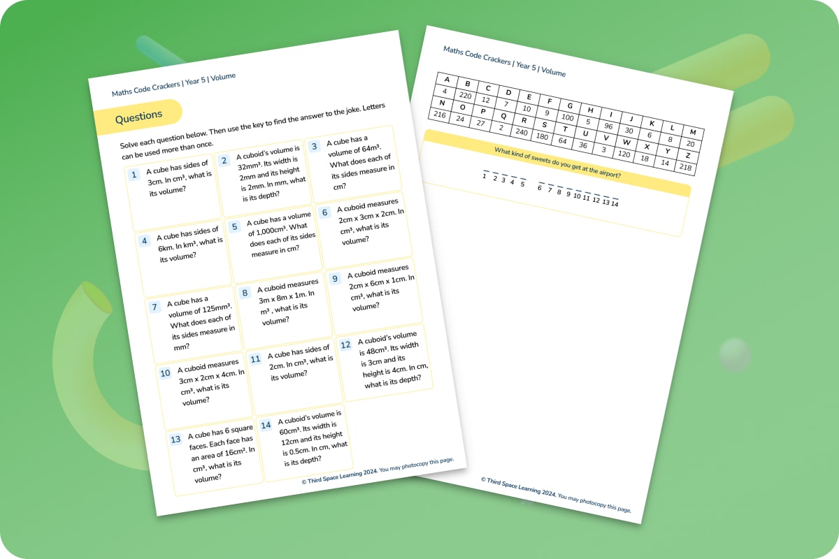 Maths Code Crackers Pack | Volume | Year 5