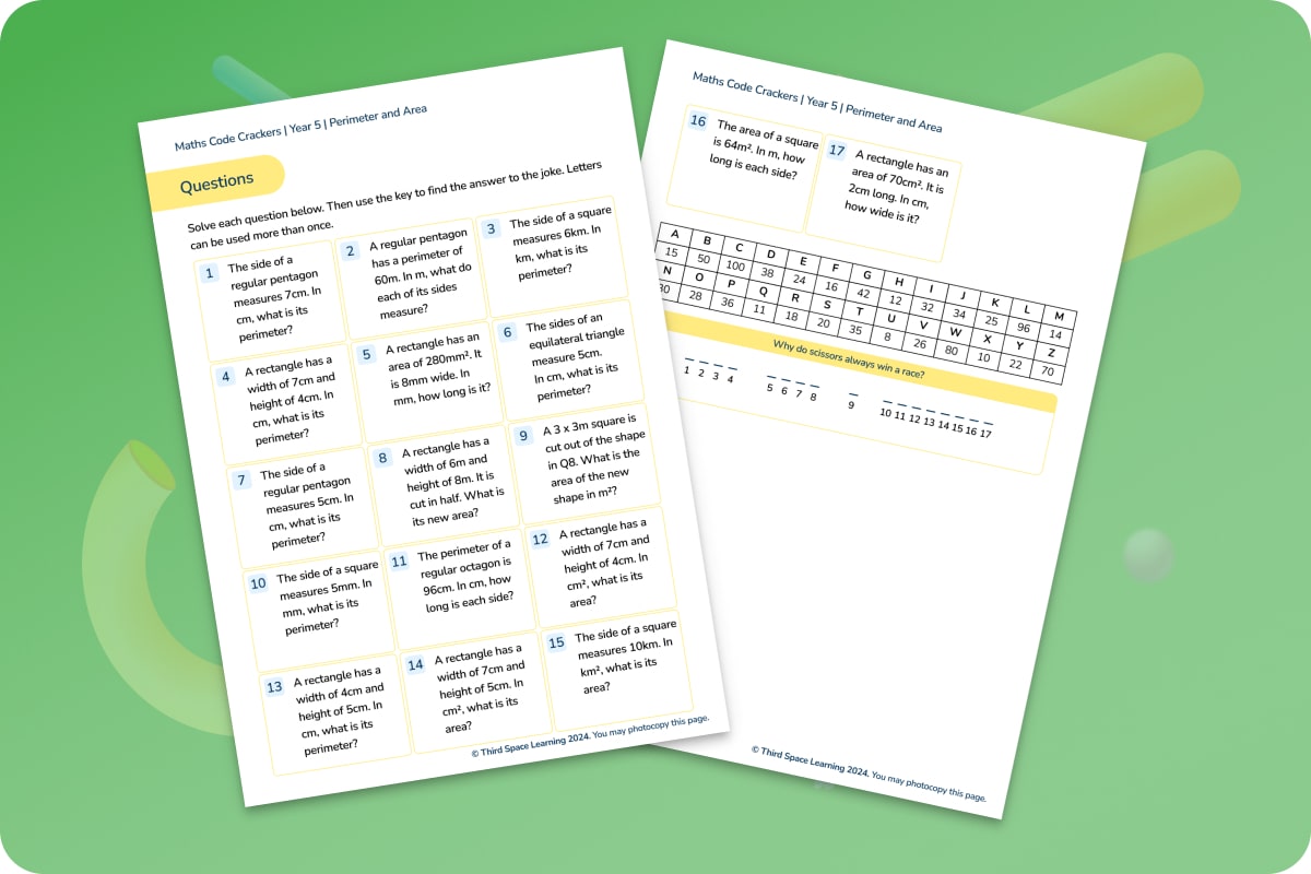 Maths Code Crackers Pack | Perimeter And Area | Year 5