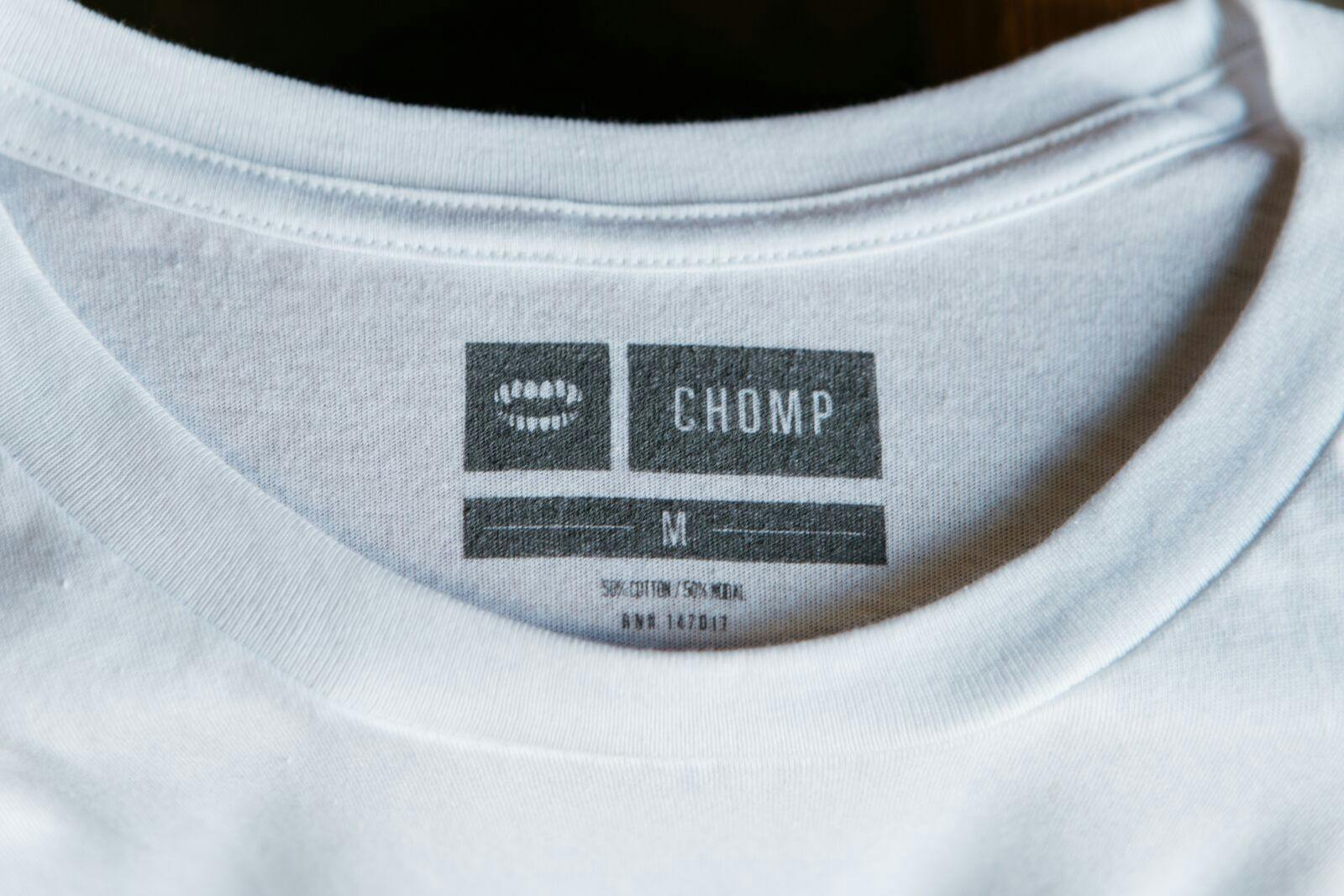 gray blue shirt with a close up of a tag