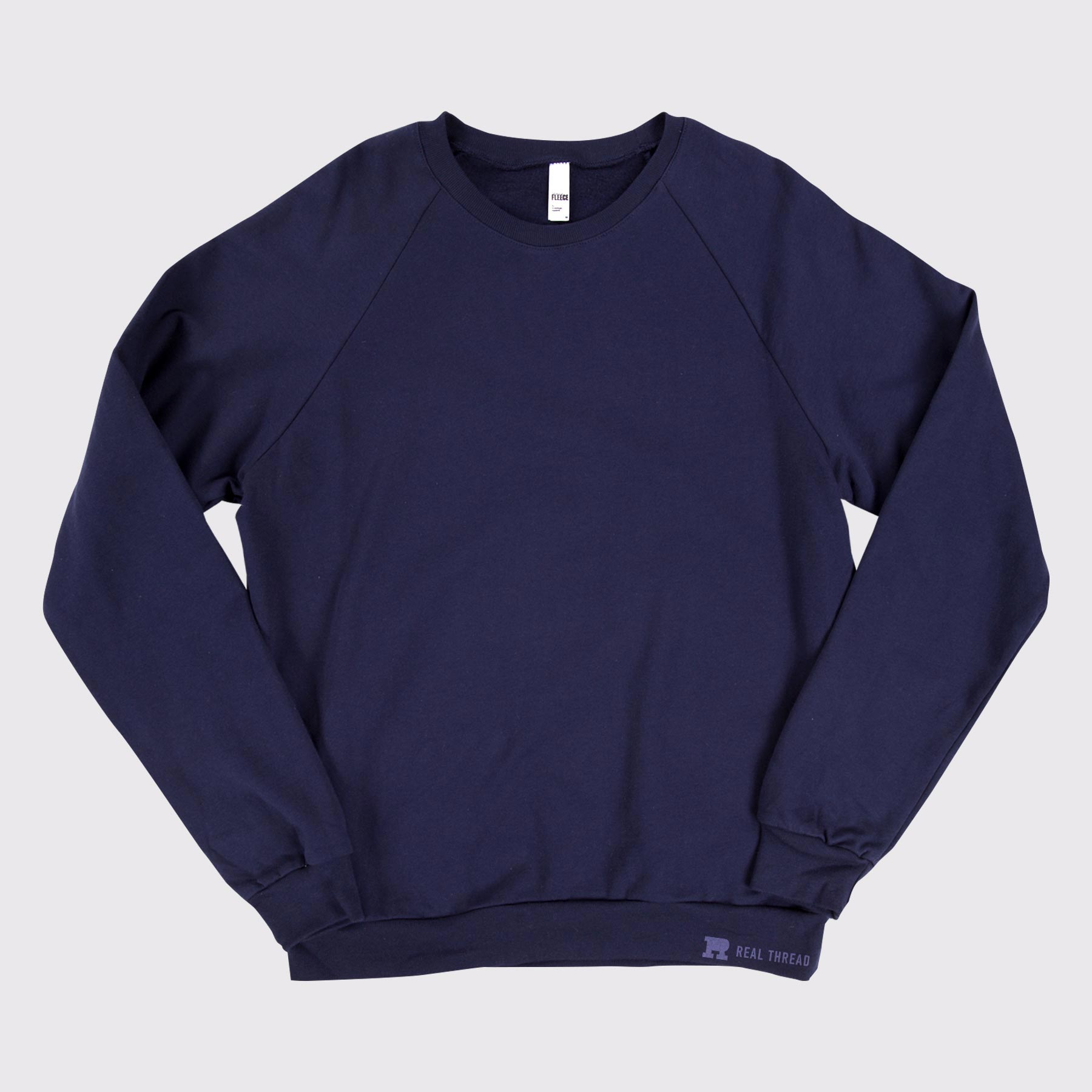 navy sweatshirt laying flat