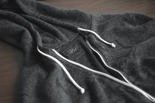 dark gray zip-up hoodie