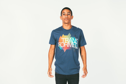 person with a navy shirt on and sim-process imprint
