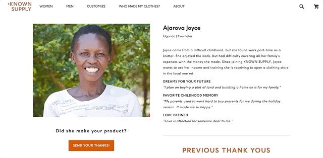 animated gif of Known Supply website