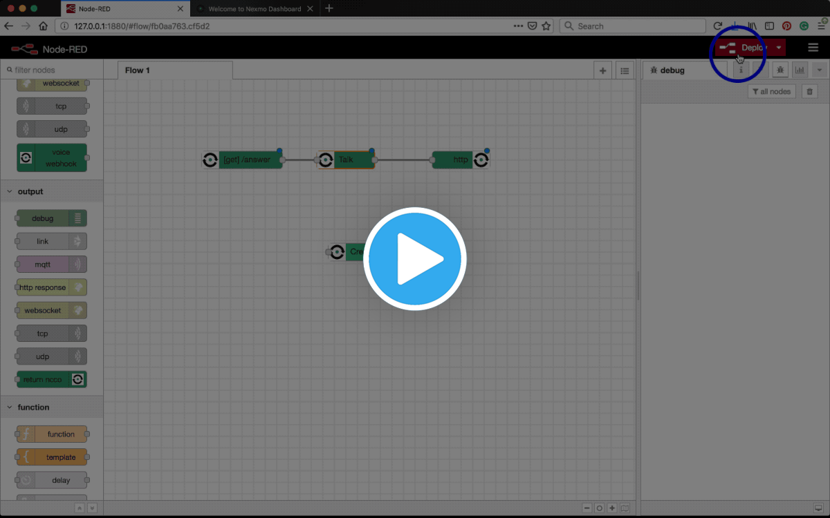 Example showing how to create a talk answer url ncco