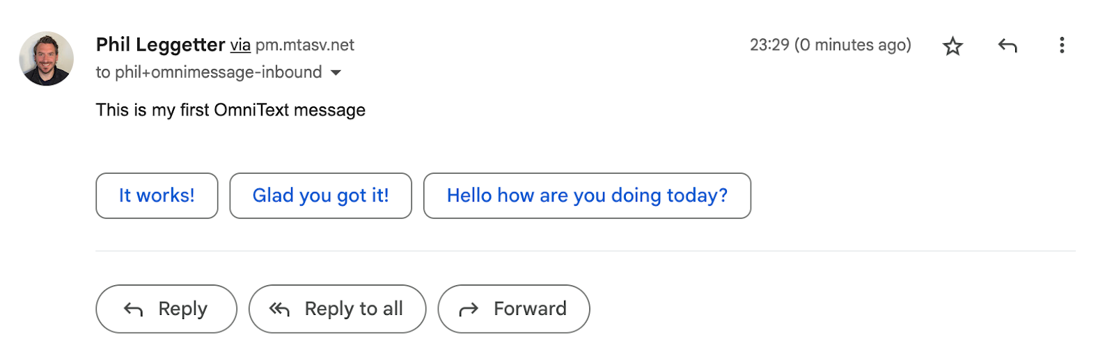 Successful SMS to Email