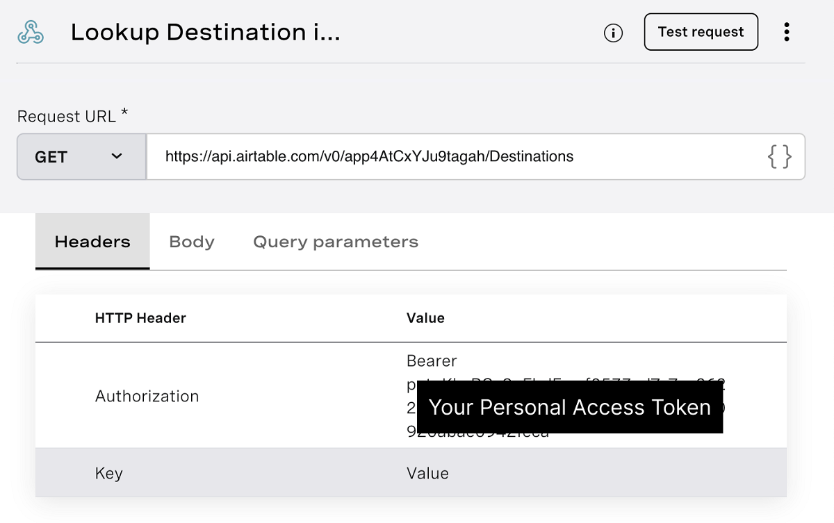 Example of Lookup Destination Webhook Node