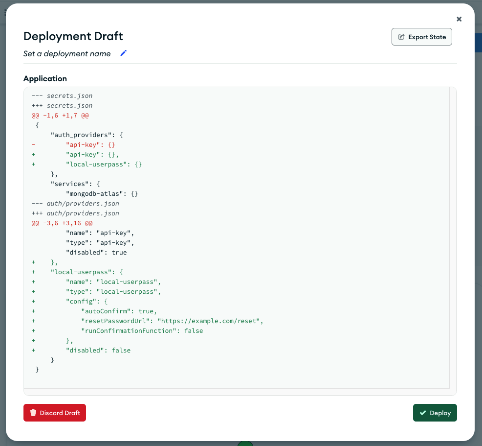 Deployment Diff dialog