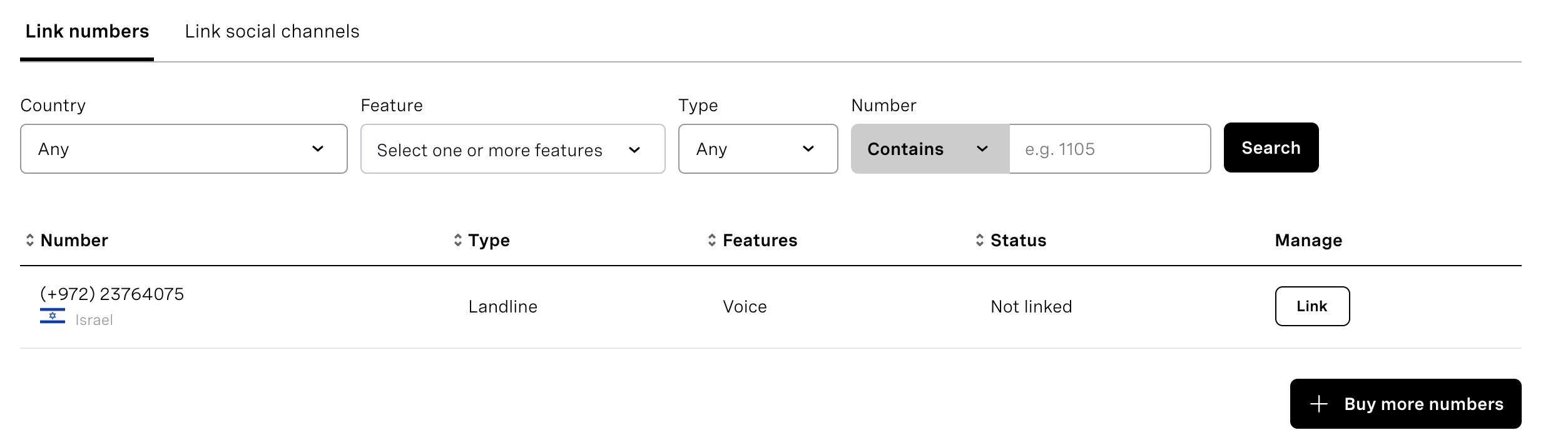 link numbers menu