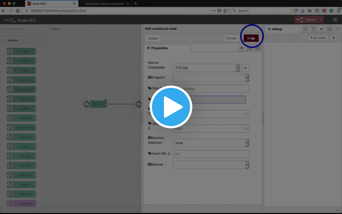Example how to create the talk message ncco