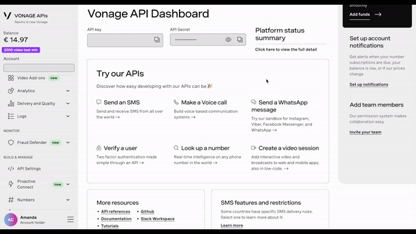 A gif showing the video test minutes and clicking a link to creating a video session tutorial