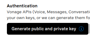 Screenshot of the Generate Private Key button in the Dashboard Application page