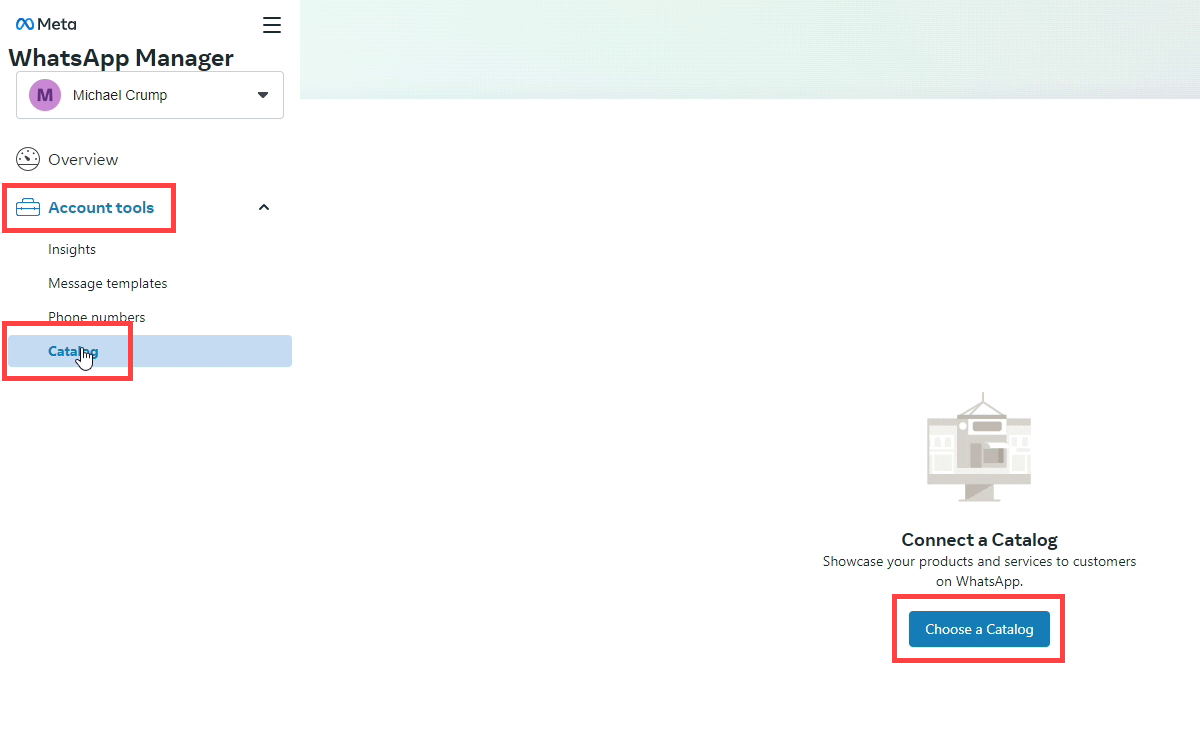 WhatsApp Manager - Choose a catalog