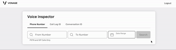 A gif showing the three Voice Inspector tabs: Phone Number, Call Leg Id and Conversation ID