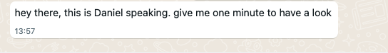 WhatsApp Message that the customer will receive