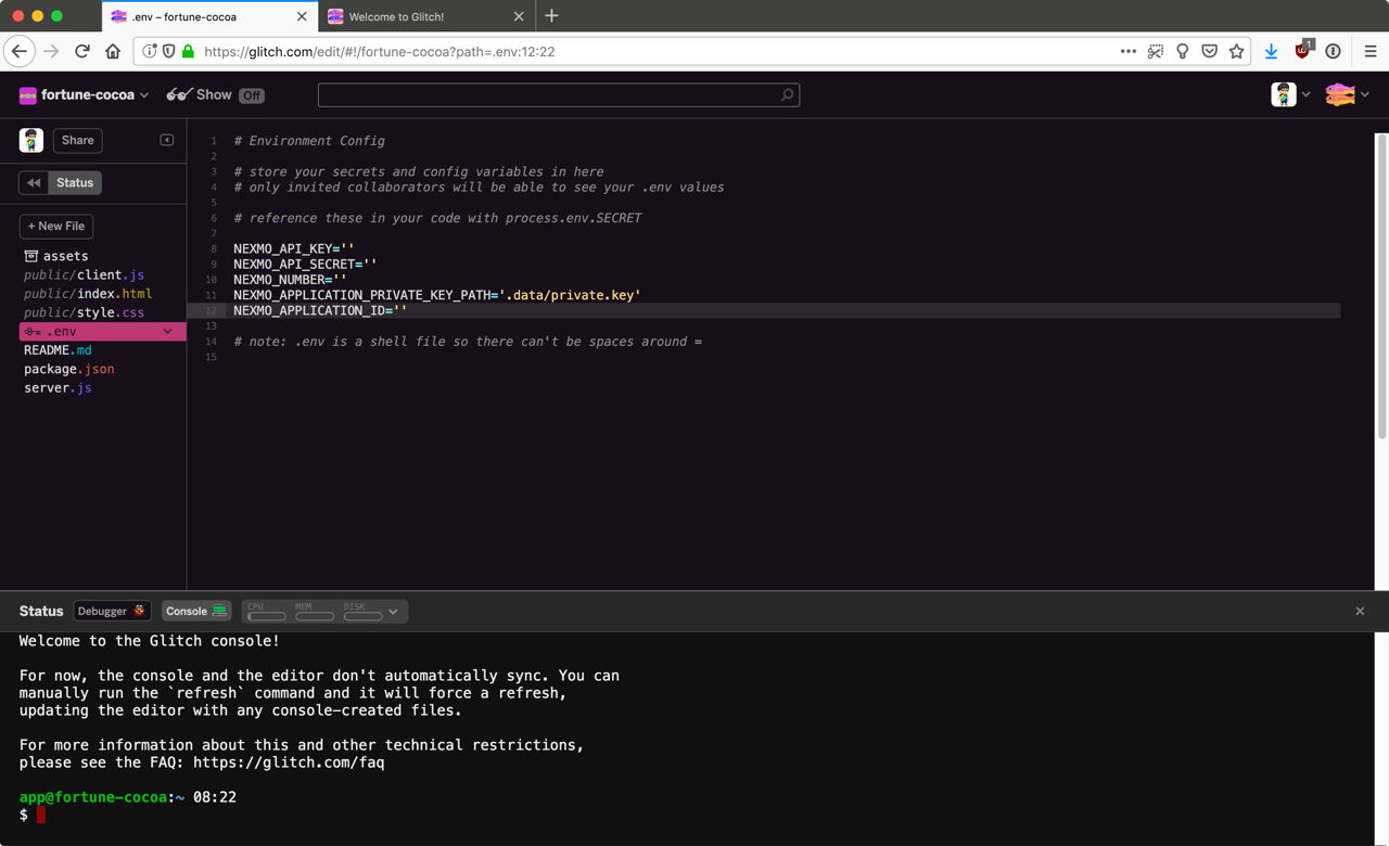 Set up .env file
